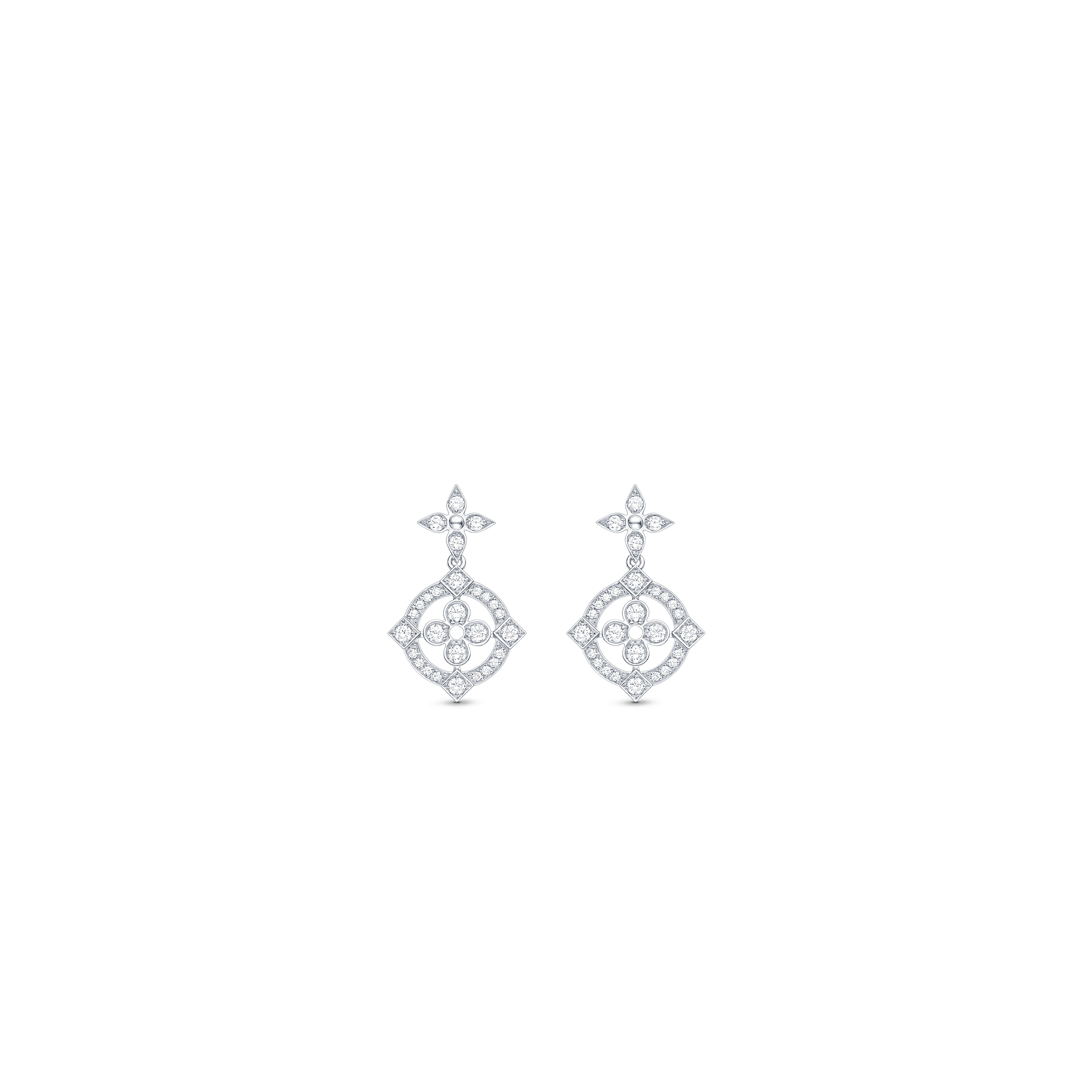 LOUIS VUITTON DENTELLE WHITE GOLD DIAMOND EARRINGS Q96760 LOUIS VUITTON DENTELLE WHITE GOLD DIAMOND EARRINGS Q96760